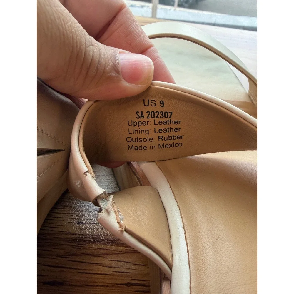 Nisolo Ellie Bone Leather Cream Wood Platform Clogs US 9